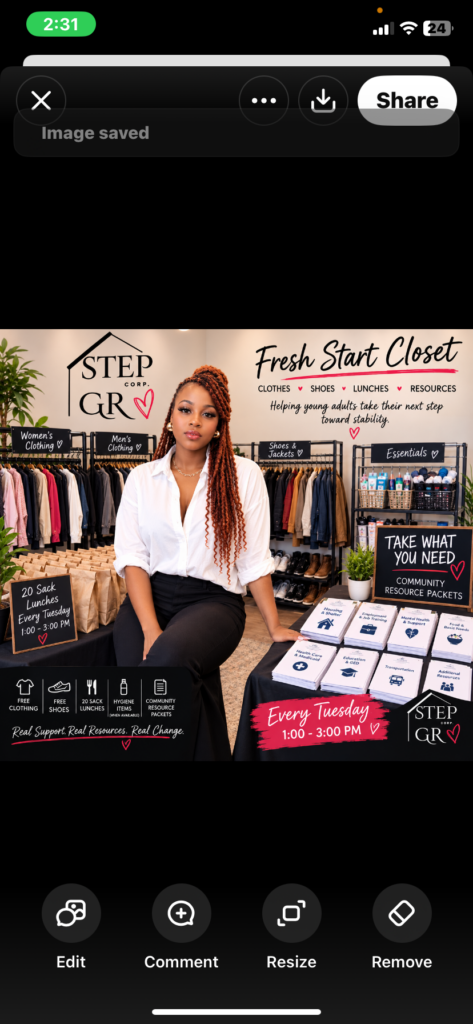STEP Pop-Up Community Resource Center Community Closet • Resources • Basic Needs • Connection